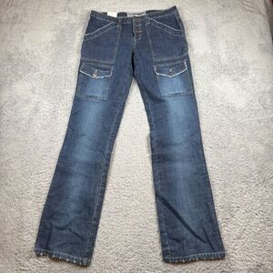 NWT Anchor Blue Jeans Blue Cargo Button Fly‎ Women's 90s Y2K Skater VTG Size 7